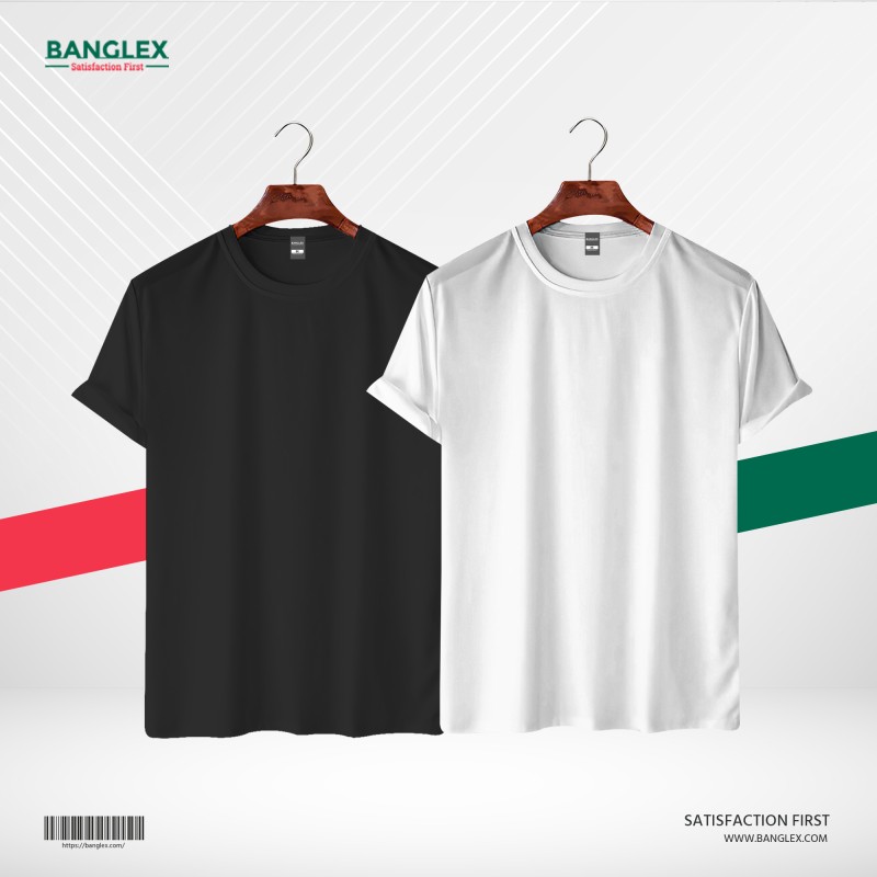 Banglex Men's Premium Blank T-shirt Combo - (Black, White)