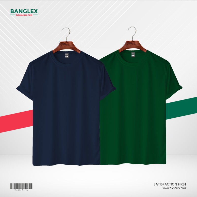 Banglex Men's Premium Blank T-shirt Combo - (Forest Green, Navy Blue)